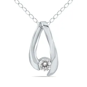 1/4 Ctw Natural Diamond Nestled Loop Pendant Necklace 10K White Gold