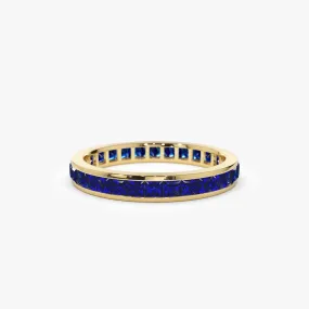 14k Gold Full Eternity Princess Cut Sapphire Ring