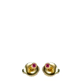 18K Gold 2mm Ruby Stud Earrings