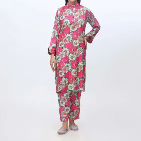 2PC- Printed Shamouze Silk Suit PW9019