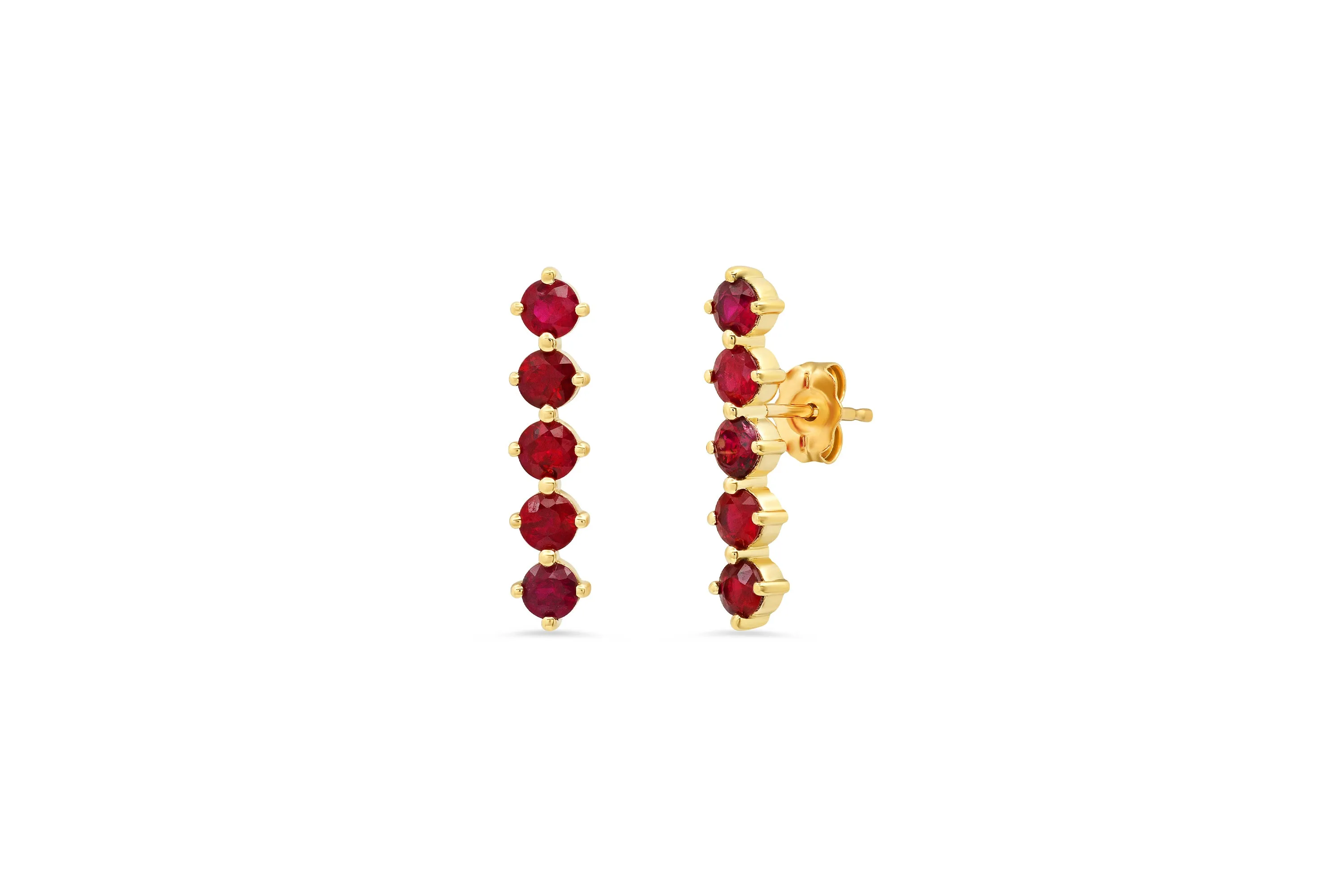 5 Ruby Stud Earrings