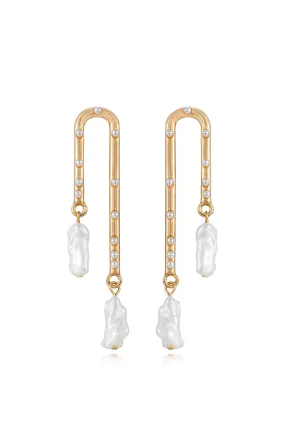 Asymmetrical Pearl Dangle Earrings