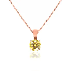 AURORA - Round Yellow Sapphire 18k Rose Gold Solitaire Pendant