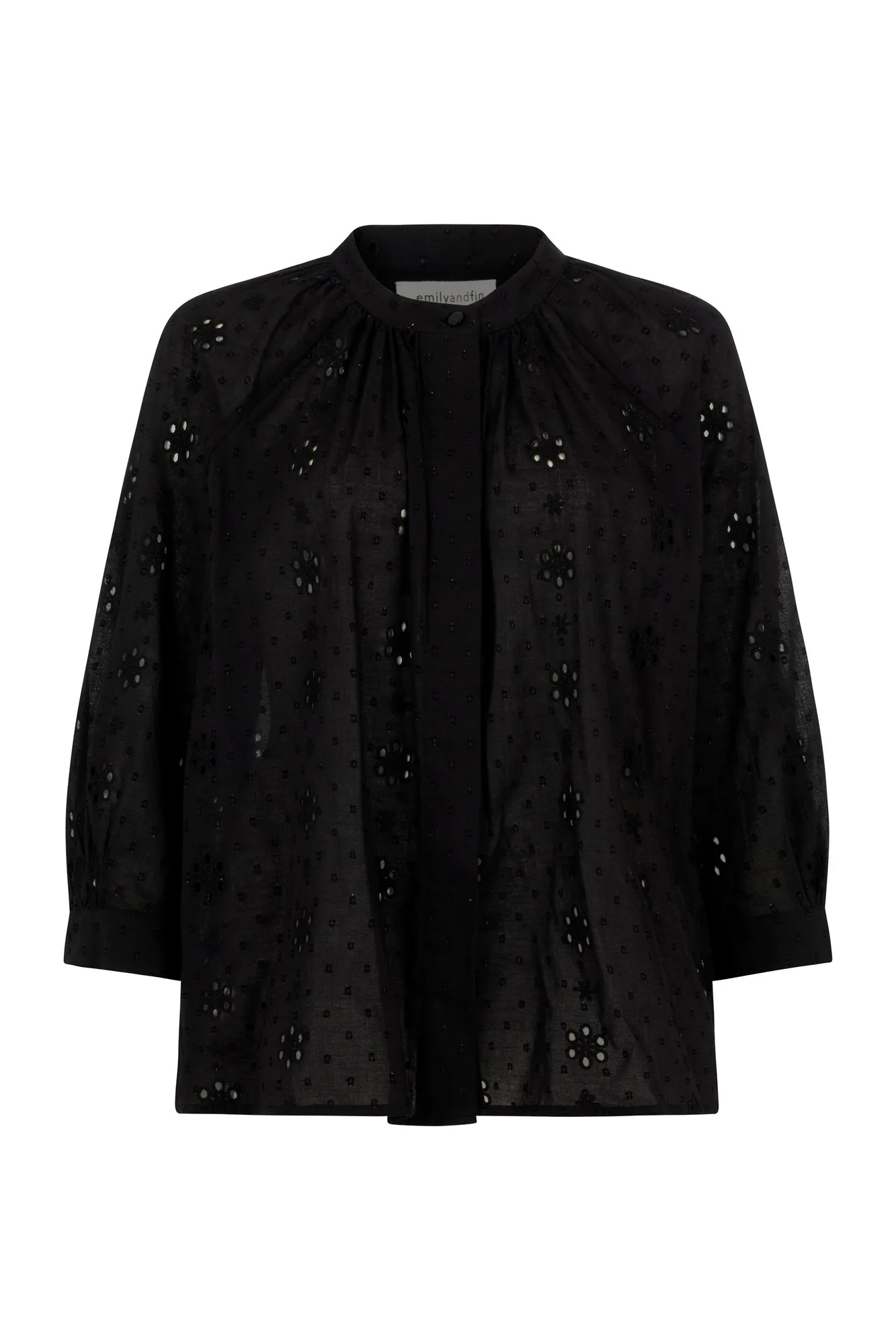 Bianca Lurex Broderie Black Blouse