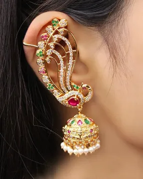 BRILLIANT PEACOCK EAR-CUFFS