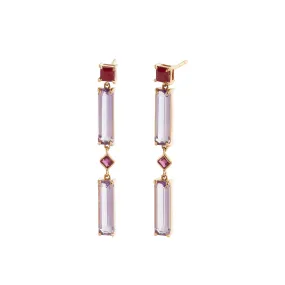 Cascade Earrings - Ruby and Amethyst