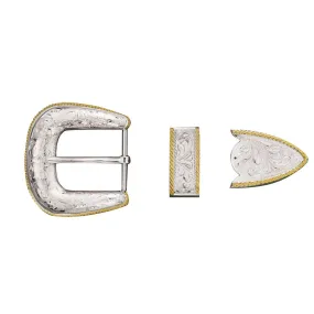 Crumrine® Three Piece Gold & Silver Western Belt Buckle Set