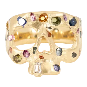 Extra Small Blossom Crush Confetti Skull Ring - Made to Order