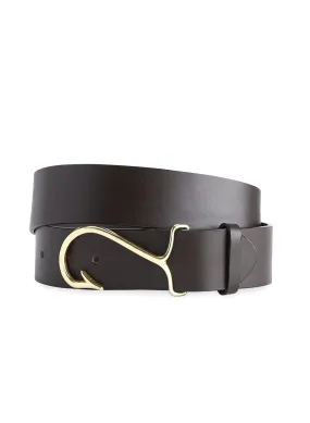 Fish Hook Leather Belt Dk Brown