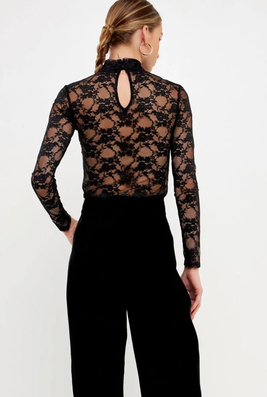 Floral Lace See Through Top