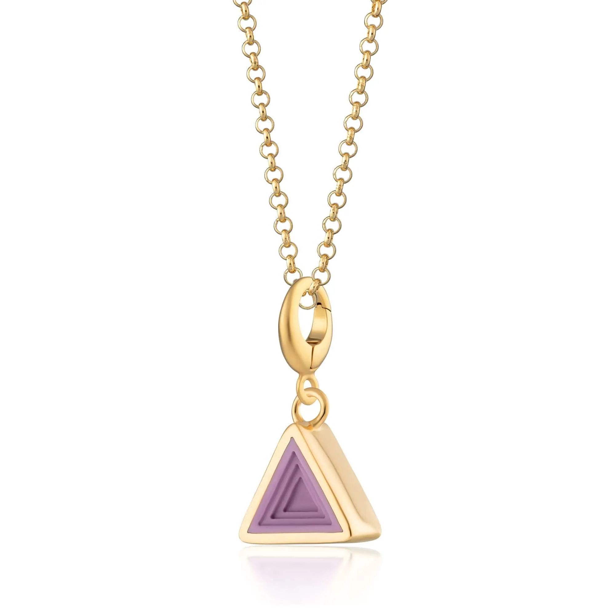 Gold Plated Geometric Purple Triangle Charm Necklace