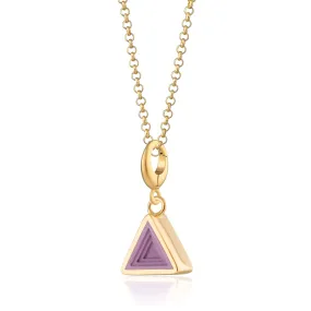 Gold Plated Geometric Purple Triangle Charm Necklace