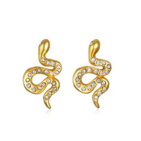 Golden Snake Stud Earrings