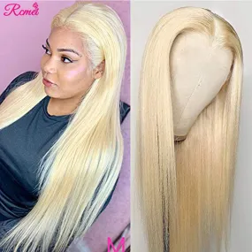 Honey Blonde Lace Front Wig Brazilian Straight Lace Front Human Pre Plucked 13*1 Lace Remy