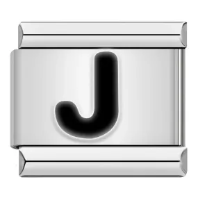 Letter J in Black, on Silver