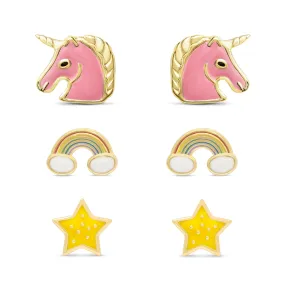 Magical Unicorn Stud Set in Sterling Silver