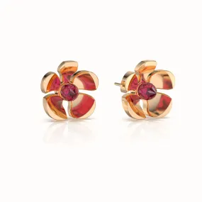 Orchid Garden Large Stud Earrings - Gold Vermeil - Ruby