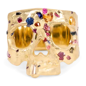 Rainbow Confetti Skull Ring - Size 6 - 11712