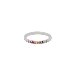 Rainbow Sapphire Silver Band