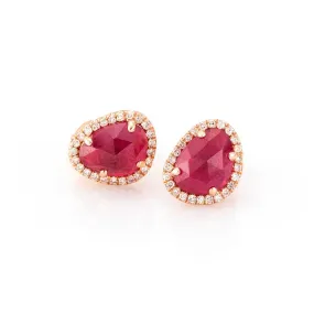 Raw Cut Ruby Studs