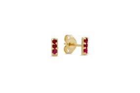 Ruby Bar Stud Earrings