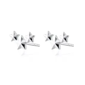 Silver Star Cluster Stud Earrings