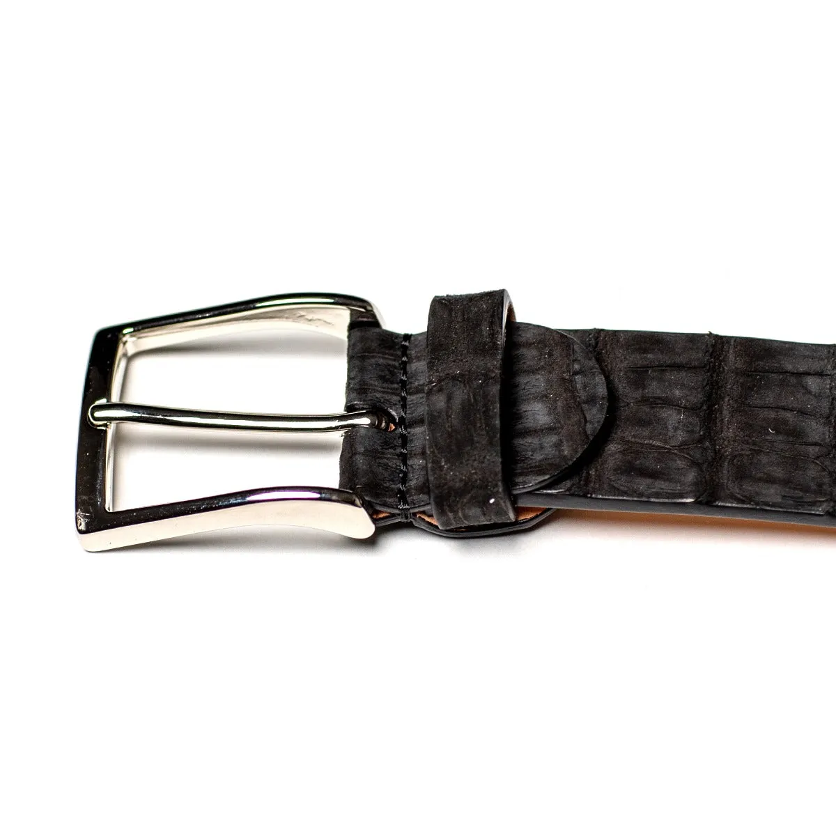 Simonnot Godard Black Nubuck Crocodile Belt