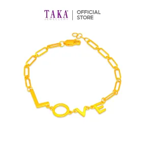 TAKA Jewellery 916 Gold Bracelet Bold LOVE Letter